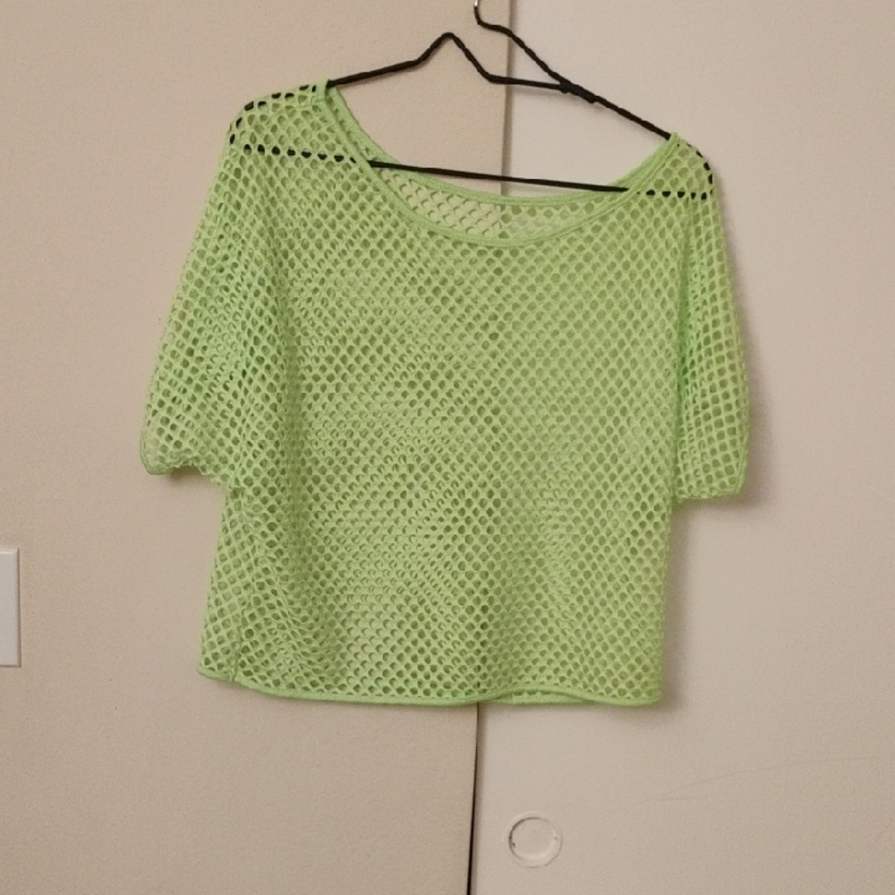 Source Unknown Lime Green Mesh Crop Top